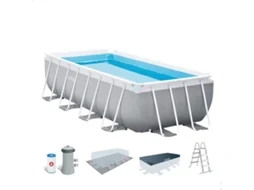 Piscina Tubular com Bomba INTEX Piscina Frame Retangular (6 Pessoas - 488x244x107 cm)