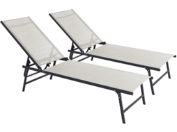Conjunto De 2 Espreguiçadeiras Metálicas Sublima 180 X 54 X 104 Cm Bege Habitat Et Jardin