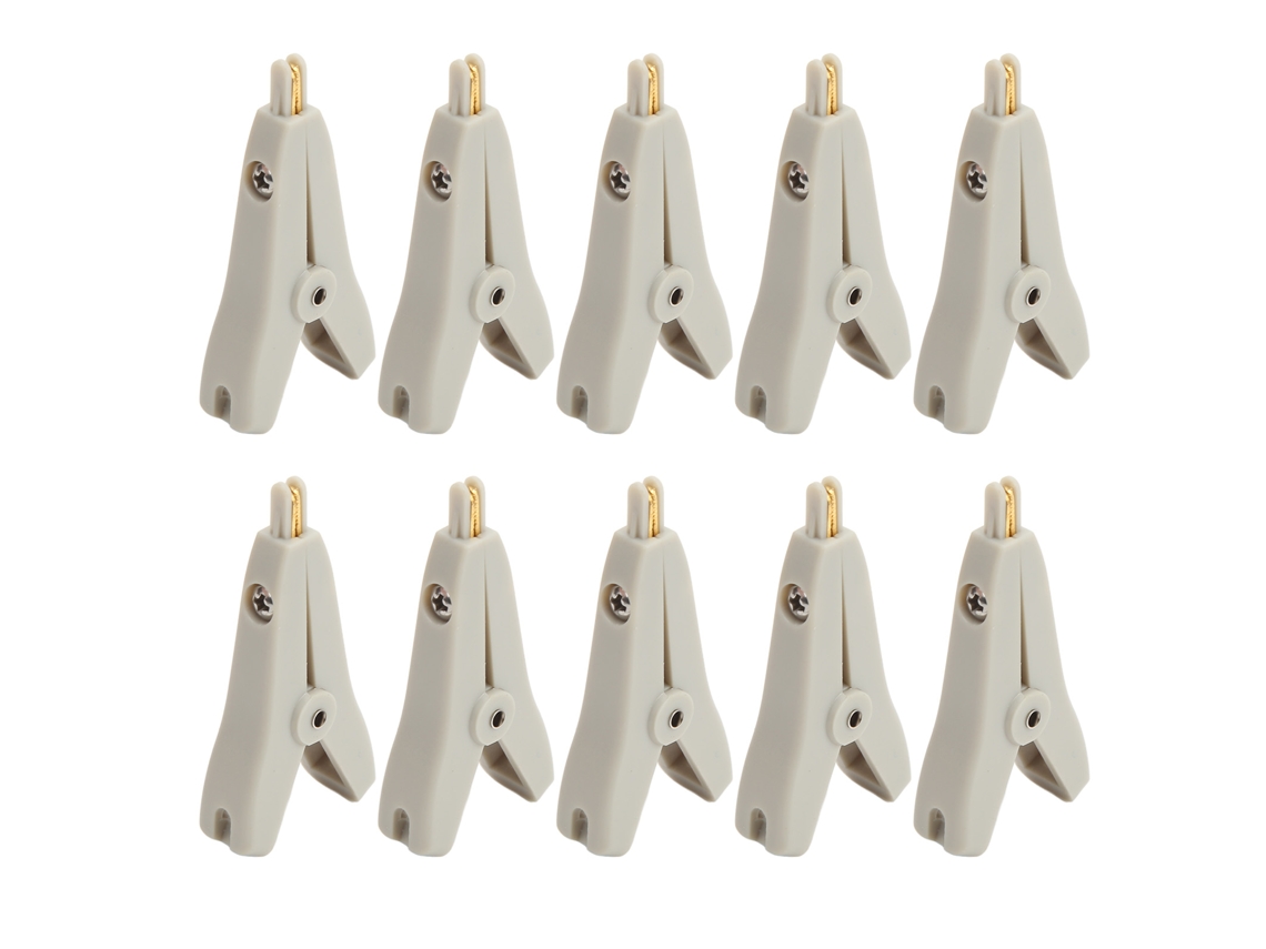 10pcs de clamp crocodilo de teste positivo e negativo, 25mm, latão dourado, isolado, ABS, J.60034 | S/MARCA
