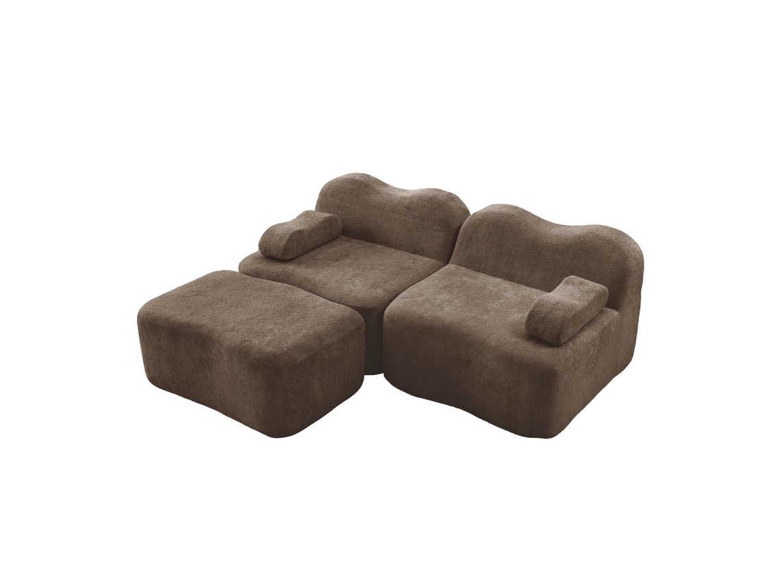 Poltrona Palm com Almofadas Listradas, apoio de Braço com Rodinhas, encosto de Cabeça, porta copos e Bolso Lateral Cinza PAPRIKA SHOP
