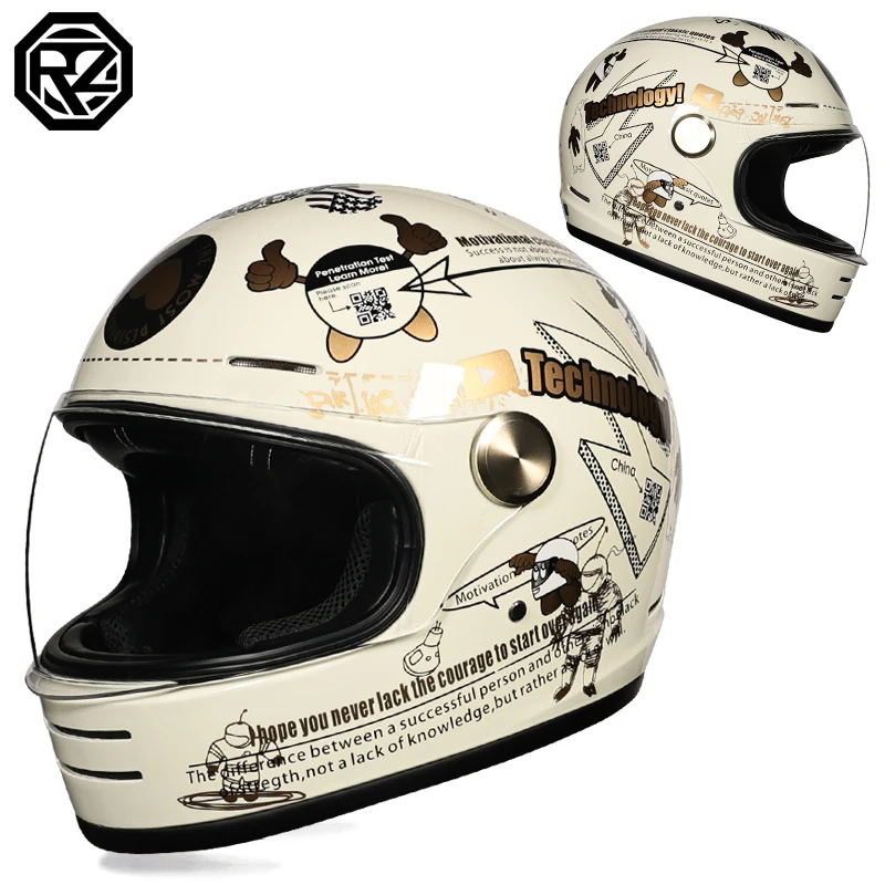 Capacete De Motocicleta Retrô De Comprimento Total (l), Certificado Dot, Durável E Respirável Em Abs.