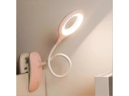 Lâmpada De Mesa Clipável Led Com Controle Táctil, 3 Níveis De Brilho, Luz Anti-cansço Para Leitura E Estudo Branco 420x120mm 36v Rosa