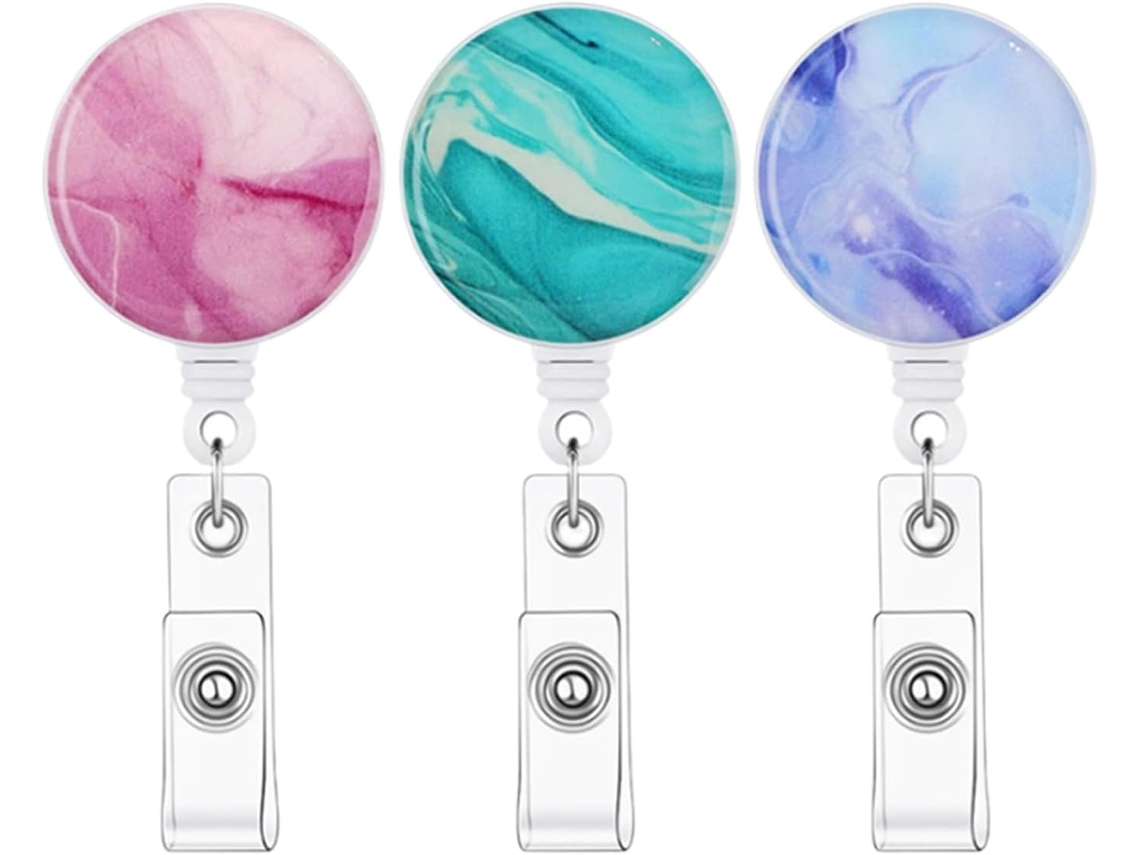 Porta Crachá Retrátil, Pacote Com 3 Extensões Chaveiro, Porta Crachá Retrátil Com Clipe, Mochila, Carteira