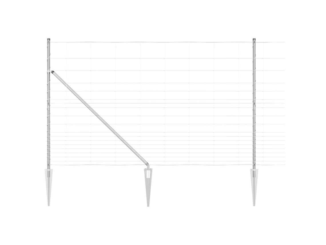 Cerca De Campo Com Âncoras De Espeto Vidaxl Cinzento Metal