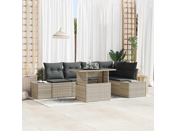 Vidaxl Conjunto De Sofá De Jardim 6 Unid. Cinzento-claro Vime Pe