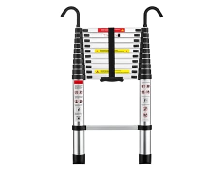 Escada Telescópica De Alumínio De 3,2 M, Banco Telescópico Dobrável, Gancho Removível, Carga Máxima De 150 Kg Teeno
