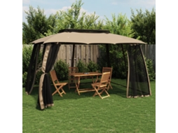 Vidaxl Gazebo C/ Teto Duplo/paredes De Malha Aço Cinzento-acastanhado