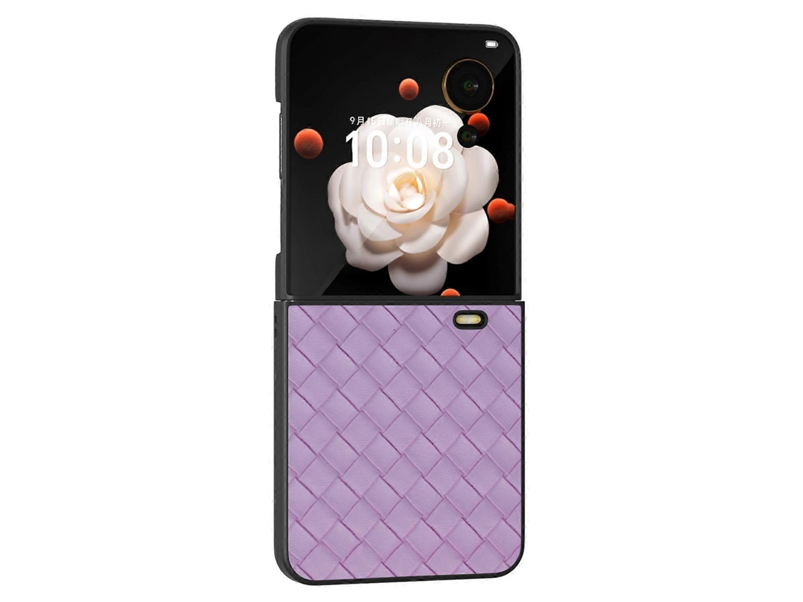 Capa Protetora Para Celular For Honor Magic V Flip 5g Com Textura Trançada Em Couro Pu Pc