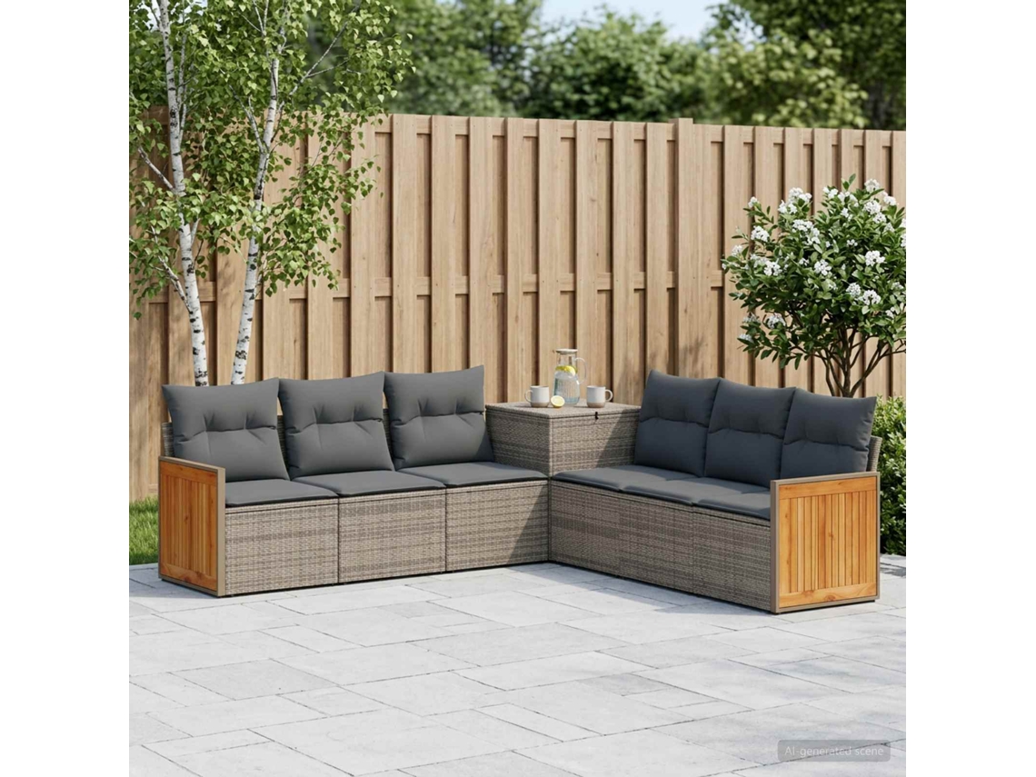 Vidaxl Conjunto De Sofás 7 Unid. Cinza E Cinza Escuro