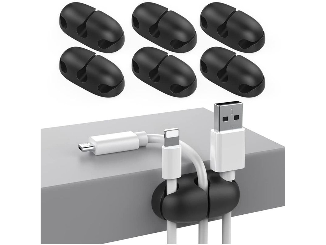Yuru 6 Clipes para Organizar Cabos de Mesa, Organizador de Fios com Adesivo Forte para Cabos de Carregamento Usb