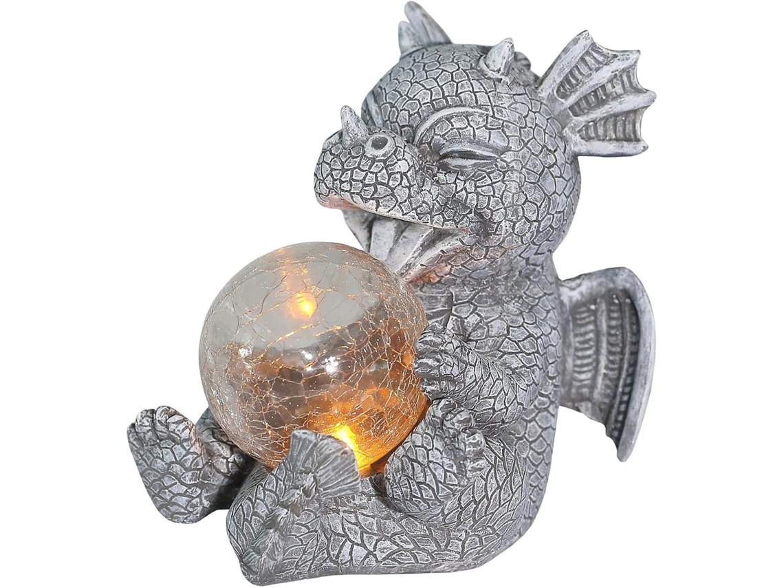 Escultura Decorativa de Dinossauro para Jardim Externo Estátua de Dragão em Resina com Efeito de Luz Solar, para CHABERLU