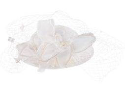 Chapéu De Malha Branca Para Mulheres, Elegante Fascinator Para Noivas, Acessório De Cabeça Retrô.