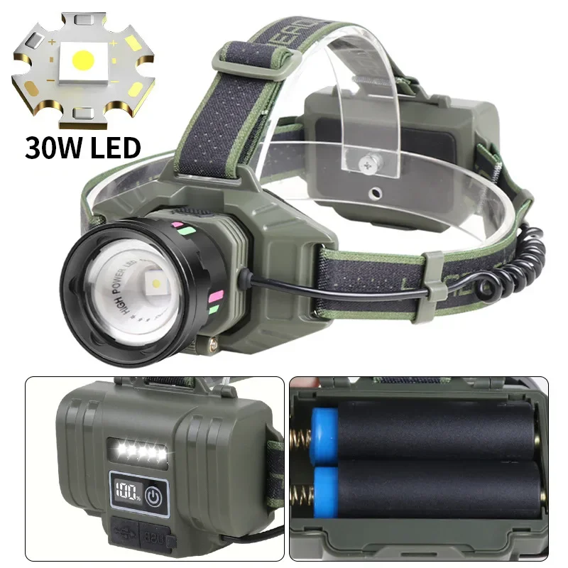 Lanterna De Cabeça Led De 800 W Com Sensor, Longo Alcance, Recarregável, Ideal Para Pesca E Camping.