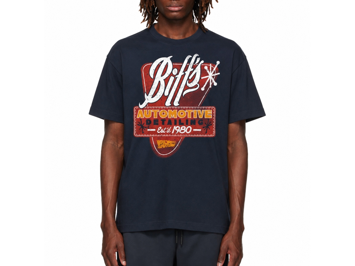 Rockinstone Back To The Future Movie Biffs Detail Navy Adult T-shirt Size:m