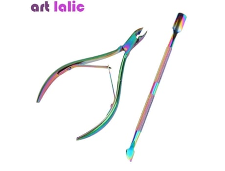 Pçs/set Prego Cutícula Nipper Dupla Primavera Empurrador De Pele Morta Holográfico Titânio Nail Art Manicure Pedicure Kit De Ferramentas Art Lalic