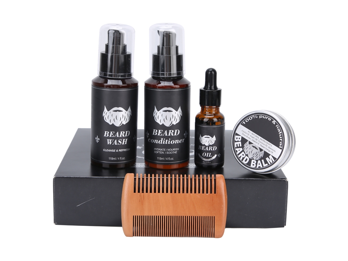 2026 kit de Cuidado de Barba Nutritivo com Shampoo, Acondicionador, Óleo, Creme e Pente