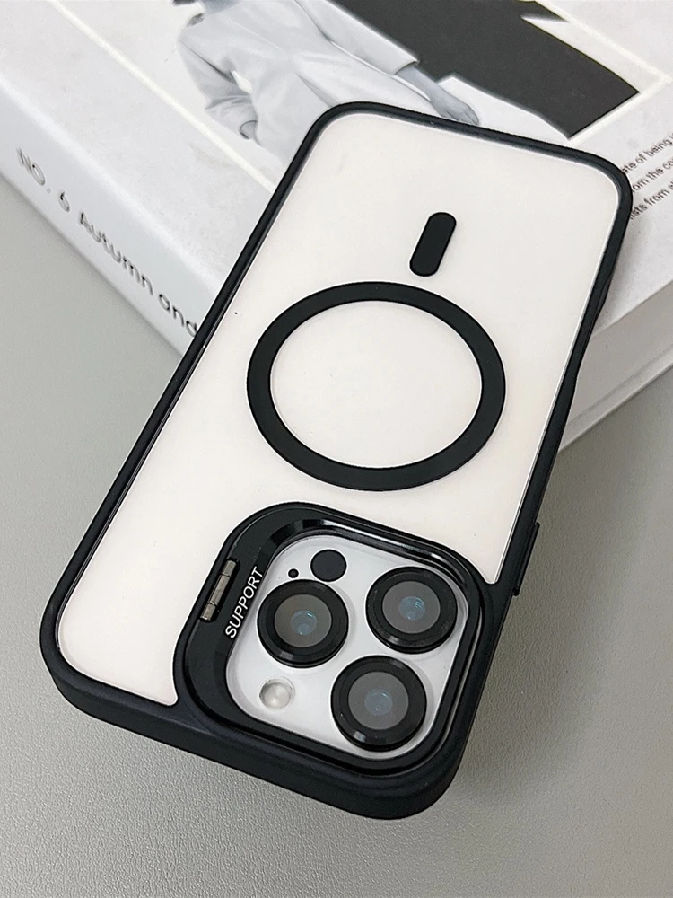 (iphone 13 Pro, Preto) Capa Magnética À Prova De Choque, Compatível Com Magsafe, Com Proteção De Lente De Vidro.