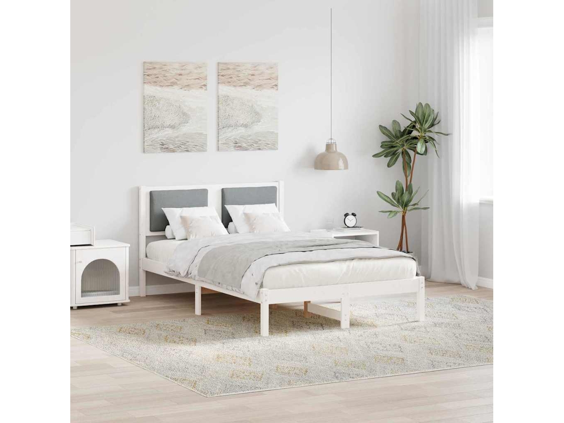 Vidaxl Estrutura Da Cama Com Cabeceira Cinzento-claro 120 X 200 Cm