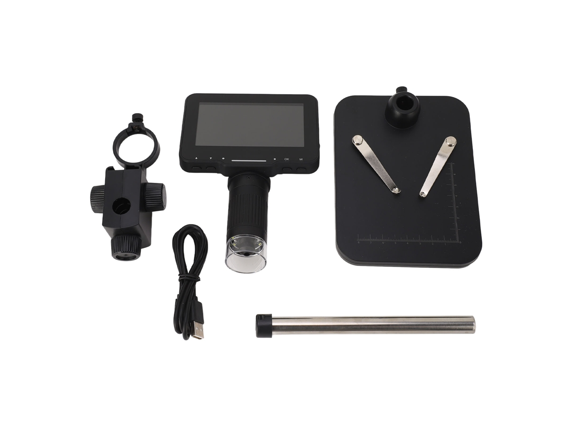 Microscópio Digital 4.3 Polegadas Tela Ips Hd 1000x com 8 Leds Ajustáveis para Inspeção Industrial e Visualização de Moedas