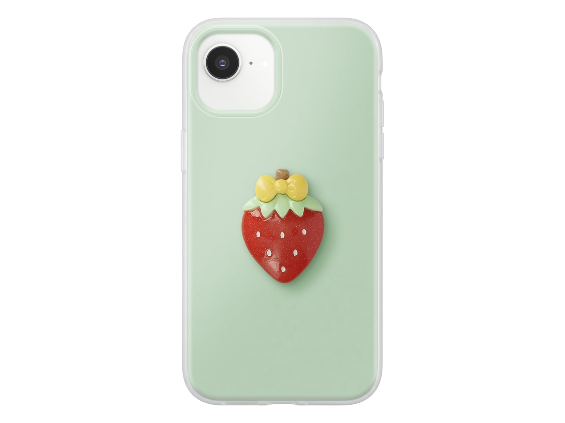 Capa Para Iphone 17e Com Motivo De Morango Em Relevo 3d E Borda Elevada
