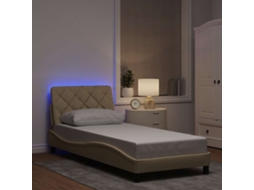 Vidaxl Estrutura De Cama Com Led Sem Colchão 80x200 Cm Tecido Creme