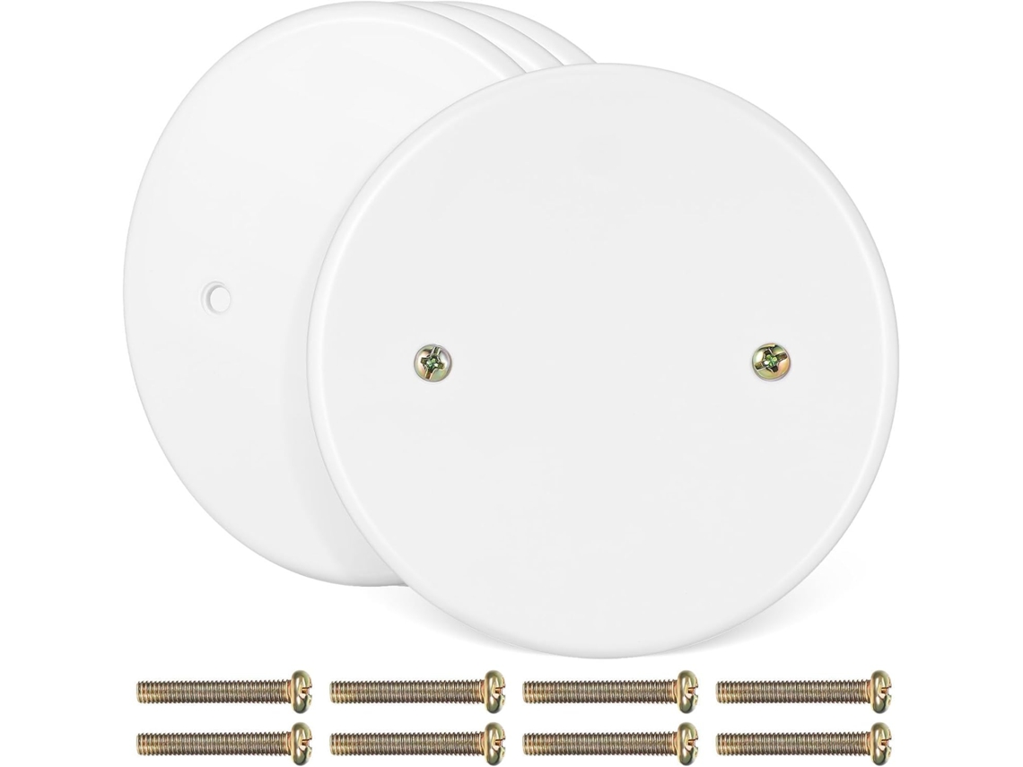 Placas De Acabamento Redondas De Plástico De 11 Cm, Pacote Com 4 Unidades, Para Tampas De Tomadas.