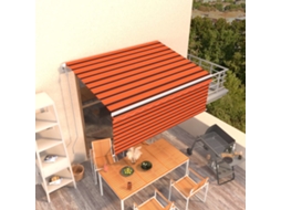 vidaXL Toldo retrátil automático com estore 3,5x2,5 m laranja/castanho