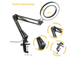 Lâmpada de Mesa Clip on com Braço Articulado, Leds Ajustável, 3 Modos de Cor, 10 Níveis de Brilho, para Leitura | S/MARCA