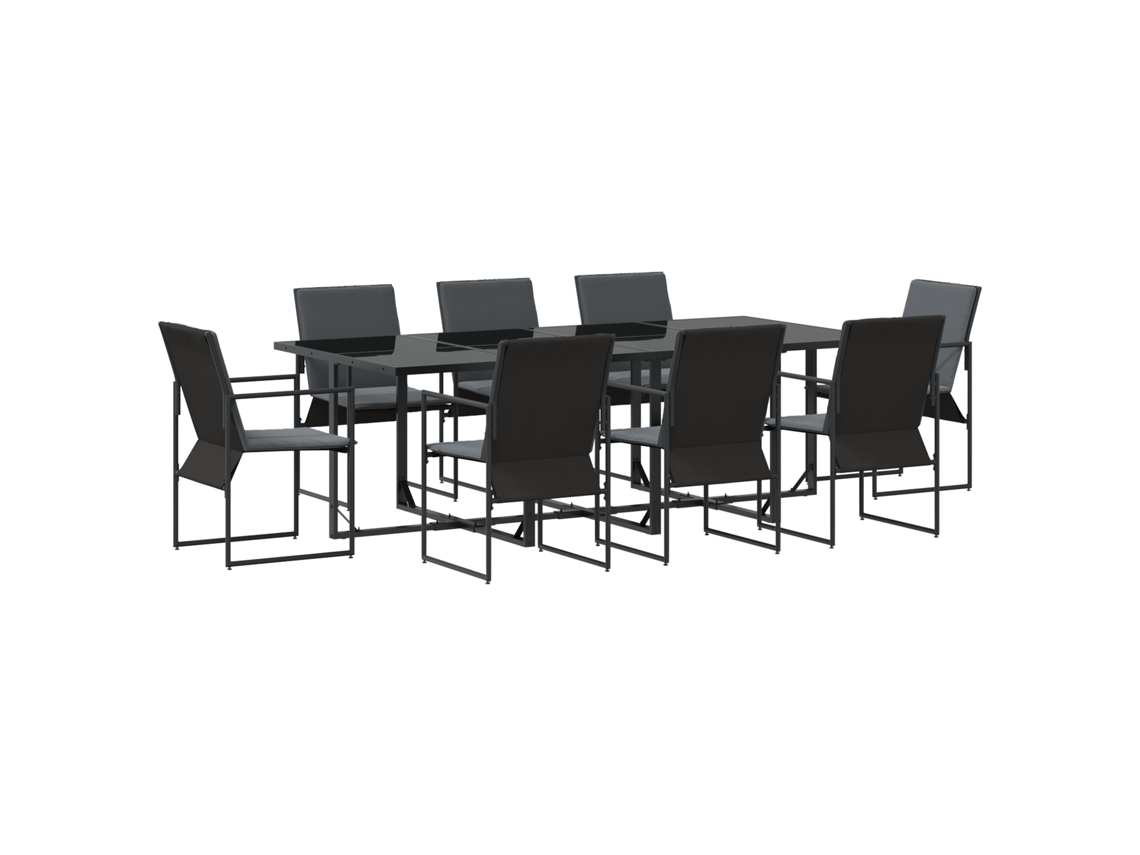 Conjunto 9 Conjunto De Móveis Para Exterior Vidaxl Preto Aço (220 X 107 X 72 Cm)