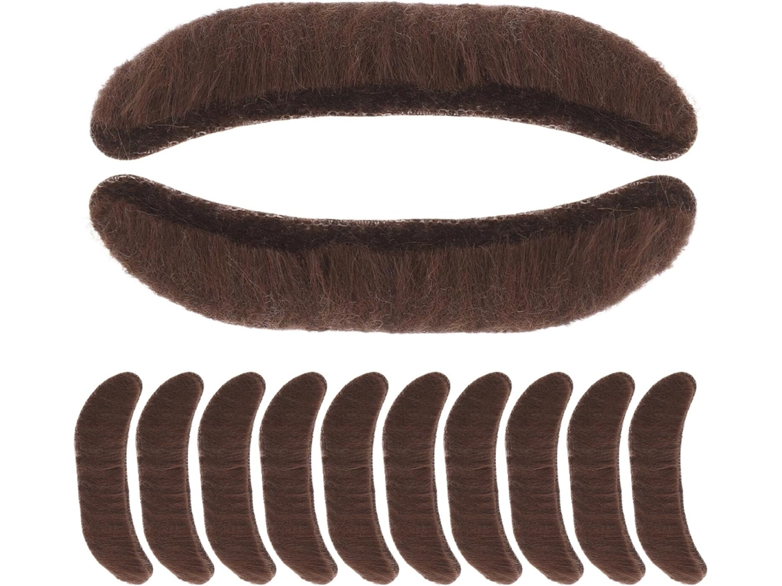 Conjunto De 20 Barbas E Bigodes Postiços Autoadesivos Marrons Para Fantasias.