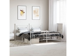 Vidaxl Estrutura De Cama Com Cabeceira E Pés 183x213 Cm Metal Branco