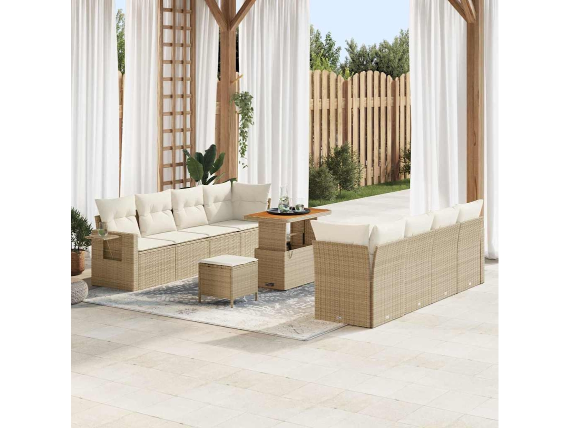 Vidaxl Conjunto De Sofá De Jardim Bege E Creme Vime Pe