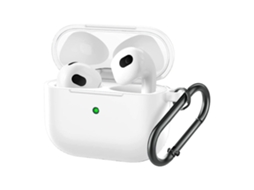 Capa Zruxe Para Airpods 3 Silicone Branco (proteção Total, Breloc Metálico, Carregamento Sem Fios)
