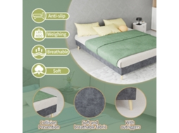 Estrutura Cama Minimalista 140x200 Cm Veludo Holandês Cinza, Base Baixa Moderna (sem Elevação Hidráulica/cabeceira/colchão)