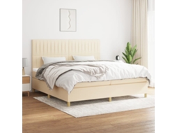 Vidaxl Cama Com Molas/colchão 200x200 Cm Tecido Cor Creme