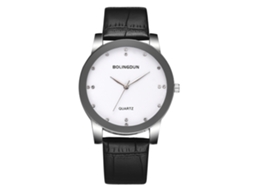 Relógio Quartz de Negócio com Strass e Cinto de Couro Pu para Homens e Mulheres T227 a Branco L