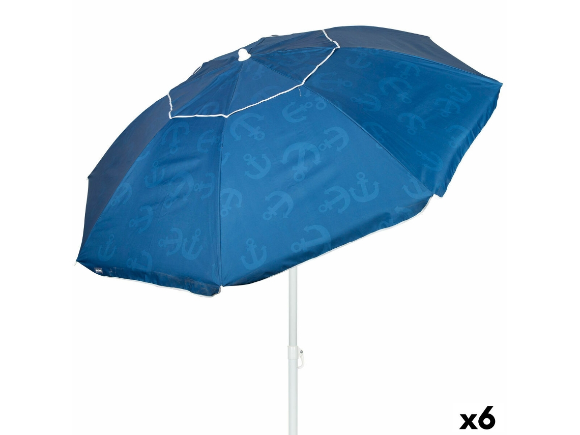 Chapéu De Praia Aktive Azul 220 X 210 X 220 Cm (6 Unidades)