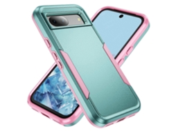 Capa Protetora De Pc Tpu De Nível Militar Para Google Pixel 8a - Verde/rosa