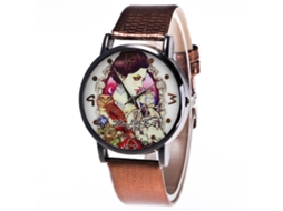 Reloj De Cuarzo Con Correa De Cuero Pu Zhoulianfa Unisex Dial Redondo Café