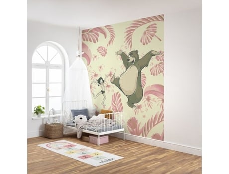 Foto Mural Não Tecido 280 X 250 Cm Jungle Dance Disney Azul Papel De Parede Digital Mowgli Baloo 5 Tiras De 50 Cm De Largura Komar