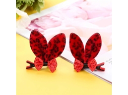Pinza Para Cabelo De Menina Com Estampa De Leopardo E Laço Floral Cartão Bonito (vermelho)