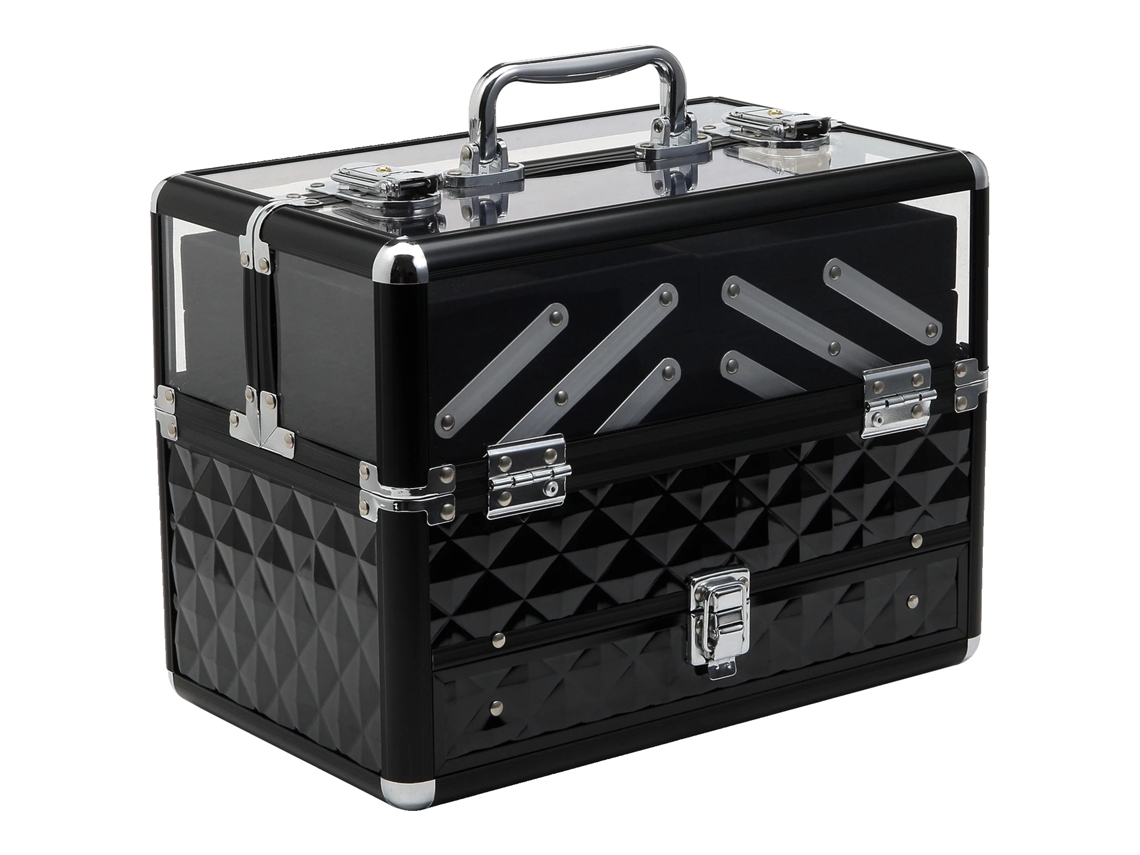 Organizador De Maquiagem, Madeira Engenheirada, Metal, 15,7" L X 11,8" W X 10,6" H, Múltiplas Camadas, Fácil De Montar