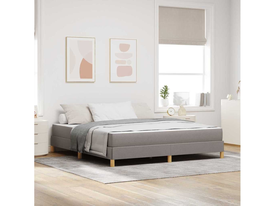 Vidaxl Cama Box Cinzento-acastanhado 180 X 200 Cm Tecido