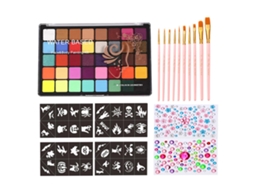 Kit De Pintura Facial Profesional Com Pincéis E Moldes Para Crianças Halloween Festa