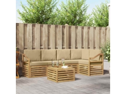 Vidaxl Conjunto De Sofás Para Exterior 6 Pcs Branco E Bege