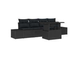 Maison Exclusive - Conjunto De Sofá De Jardim Com Almofada Ajustável 5 Pcs Preto