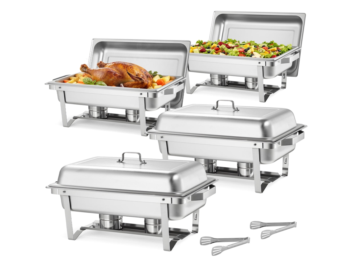 Conjunto De 4 Pratos Retangulares Com Tampa De 8,6 L Para Buffet Vevor