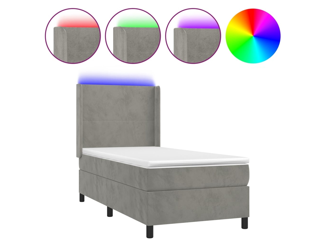 Box Spring Bed, Box Spring Beds Vidaxl Cinzeto Veludo (100 X 200 Cm)
