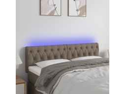 Vidaxl Cabeceira Cama Luzes Led Tecido 160x7x78/88cm Cinza acastanhado
