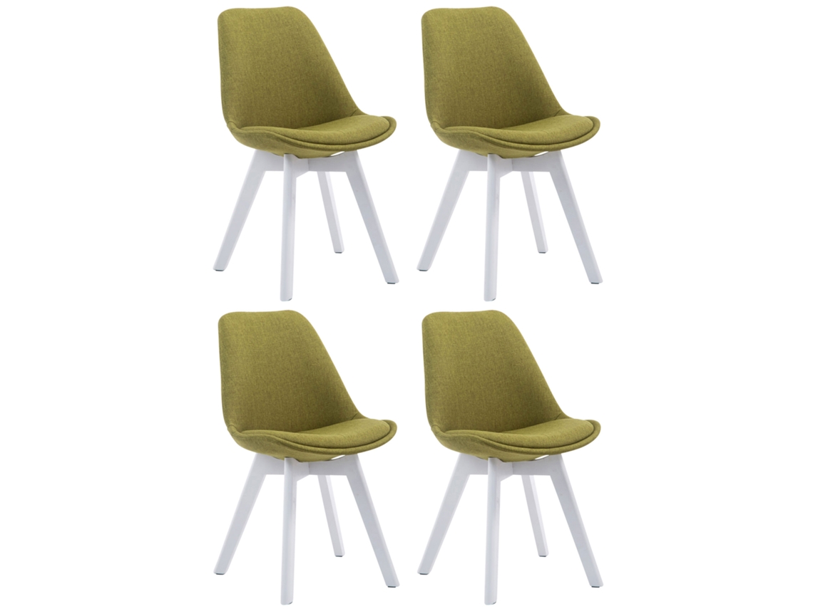 Conjunto de 4 cadeiras de visita em tecido Borneo V2 verde/branco CLP